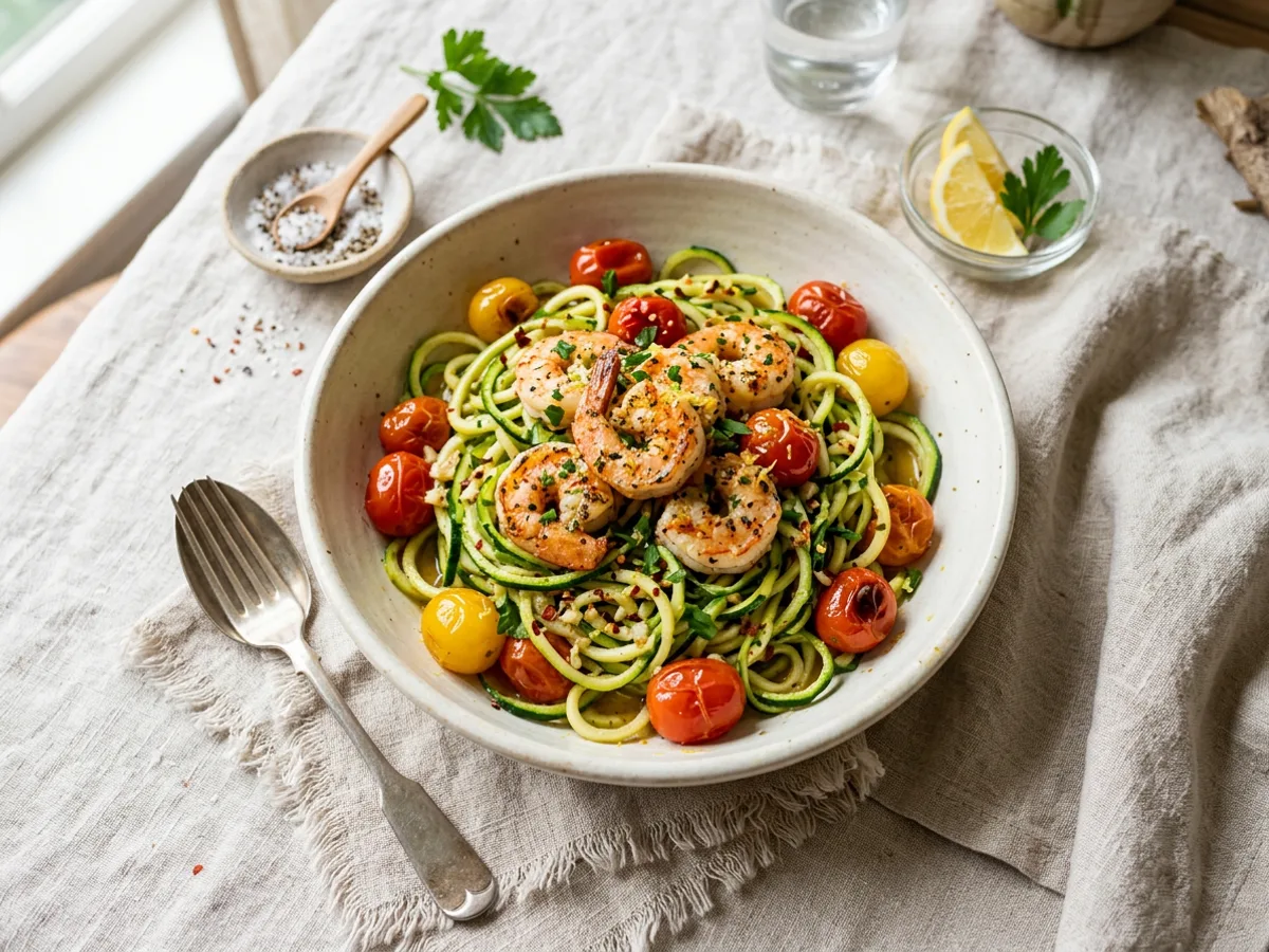 Garlic Shrimp Zoodle Bowl